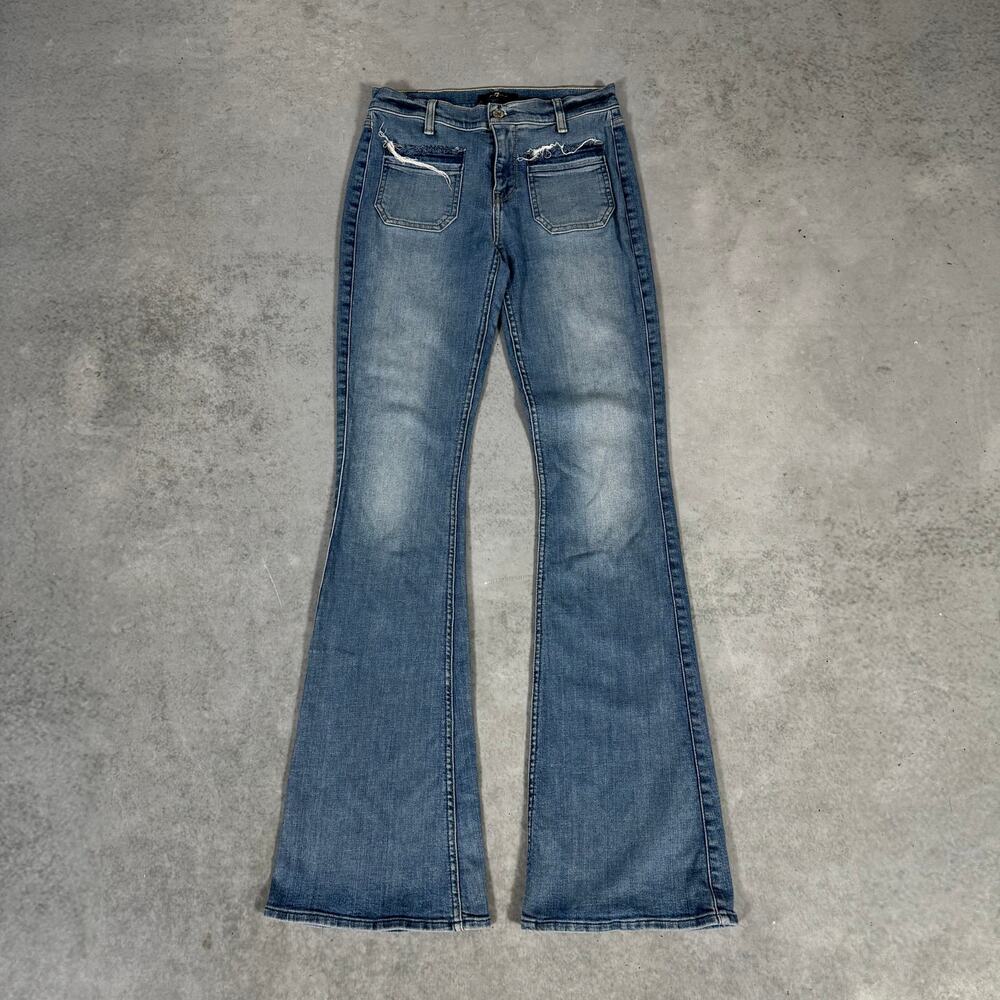 7 For All Mankind Flare Jeans Medium Wash - Size: 27